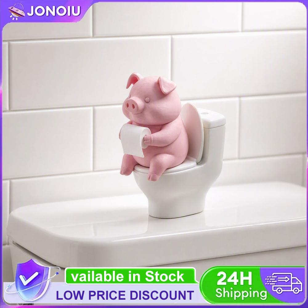 Cute Mini Pink Pig Toilet Figurine Funny Desktop Ornament Bathroom Shelf Home Decor Novelty Gift