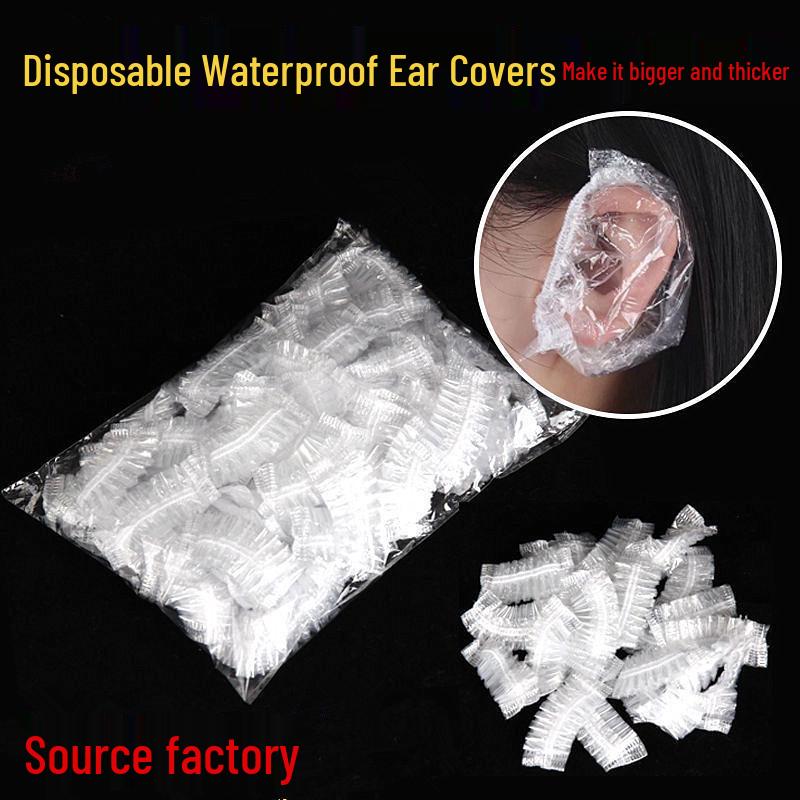 

100-Pack Waterproof Disposable Ear Covers for Bathing, Hair Dyeing, Piercing, and Shampooing