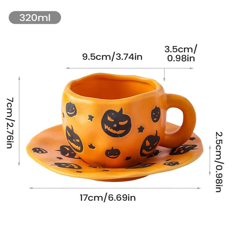 320ml Halloween Themed Ceramic Mug Spooky Novelty Coffee Cup for Wine Beer Tea Collectors Teachers Office Home Decor Fall Gift