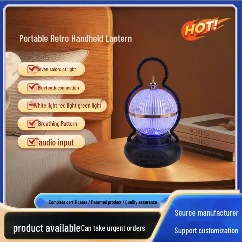 Mini Bluetooth Speaker with Seven-Color Ambient Light for Camping & Home