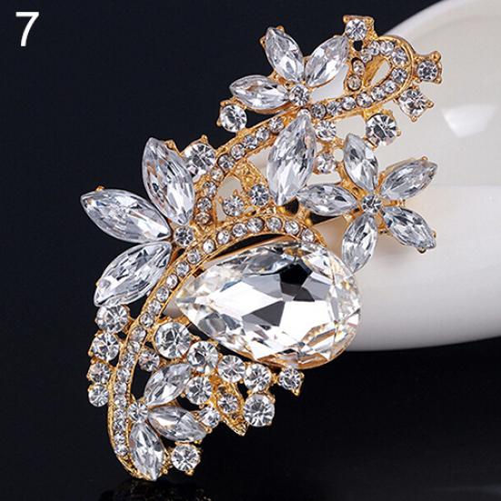 Waterdrop Flower Brooch Pin Rhinestone Crystal Brooches Bouquet Wedding Jewelry