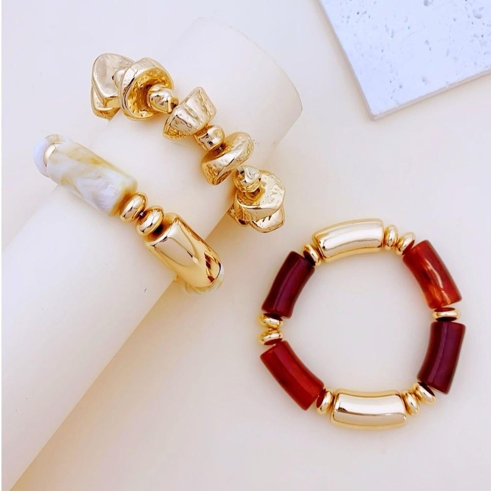 Acryl Perlenarmband Set Unregelmäßiges Perlen Handgelenkband Kreatives Mehrschichtiges Armband Damen