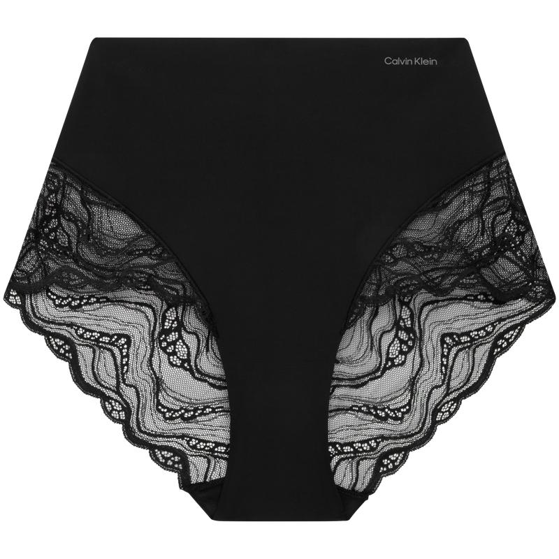 

Calvin Klein Sexy Lace Stretch Smooth High-Waisted Shaping Briefs Women underwear Space-Black QF7959 M