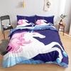 Kawaii Unicorn Colorful Luminous Unicorn Kids Bedding Set For Girls Pink Deluxe Quilt Cover Bedding Set King Queen Quilt Cover