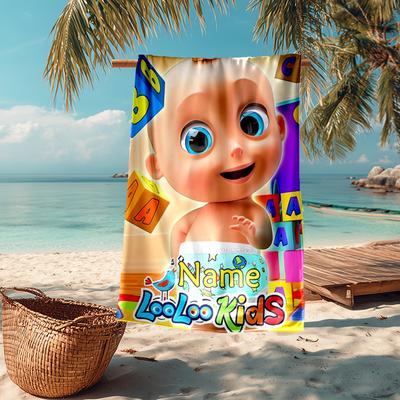 Custom Name Ultra-Soft Beach Towel with CoComelon Theme,Ideal for Pool - Camping, Diving - Perfect Travel Essential, Vibrant Beach Towel.