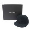 Excellent CHANEL cap COCO Mark Fantasy Tweed Black glitter cotton Women M 22B  Used