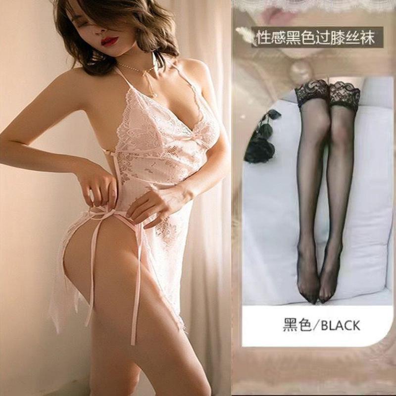 Halter Lingerie Women's Sexy Pajamas Seduction Transparent Lace Neck Shapewear Pajamas