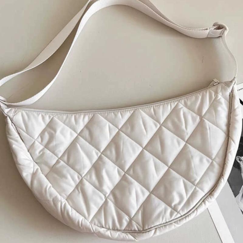 Casual Portable Women s Hobos Crossbody Bag Simple Nyl Ladies Shoulder Bags Quilted Plaid Female Underarm Bag Purse Handbags
