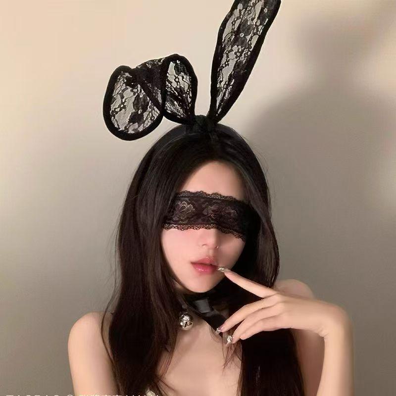 Pure Desire Lace Bunny Ear Headband & Eye Mask Set - Cute Hair Accessories for Couples