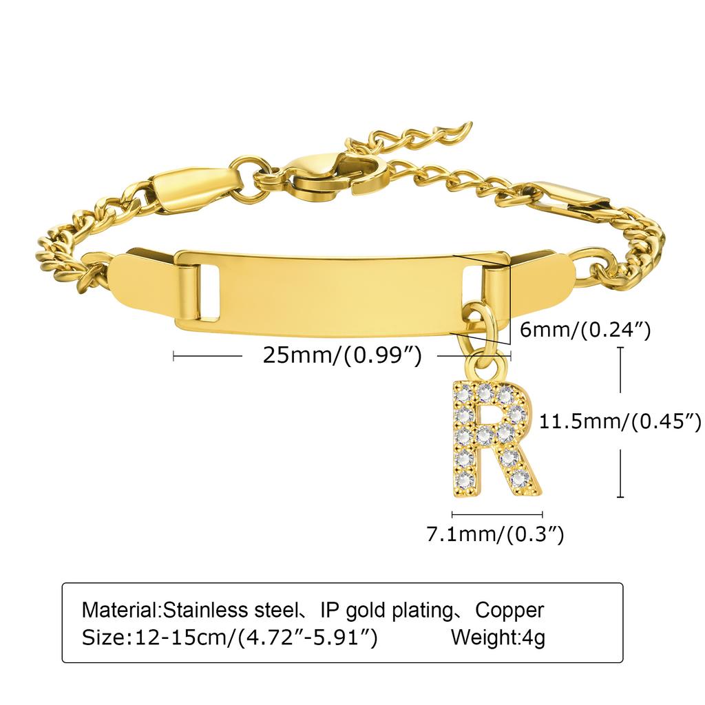 26 Initial A-Z Free Custom Name Date Bracelets Amulet Gift Jewelry, Anti Allergy Stainless Steel Chains Bracelet