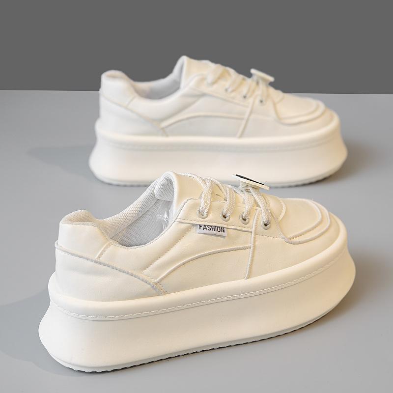 Muffin platform white shoes women's versatile niche board shoes new spring and autumn heightening casual sports shoes