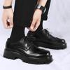 Fashion Black thick soled men's shoes Fashionable and versatile design style Leisure Outdoor Trendy Party youth adult Daily office shoes