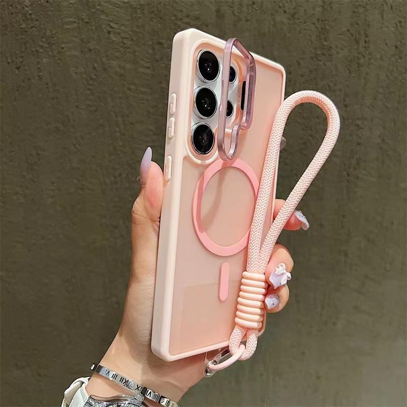 Applicable to Samsung S26Ultra Magnetic Mobile Phone Case Skin Sensing Lens Holder with Lanyard S25FE Anti-drop A56