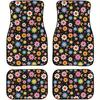 4pcs Heavy-Duty Rubber Car Floor Mats with Colorful Floral Print (PinkYellowOrange) - Fit for Cars,SUVs,Trucks - All-Weather Protection, Non-Slip Grip