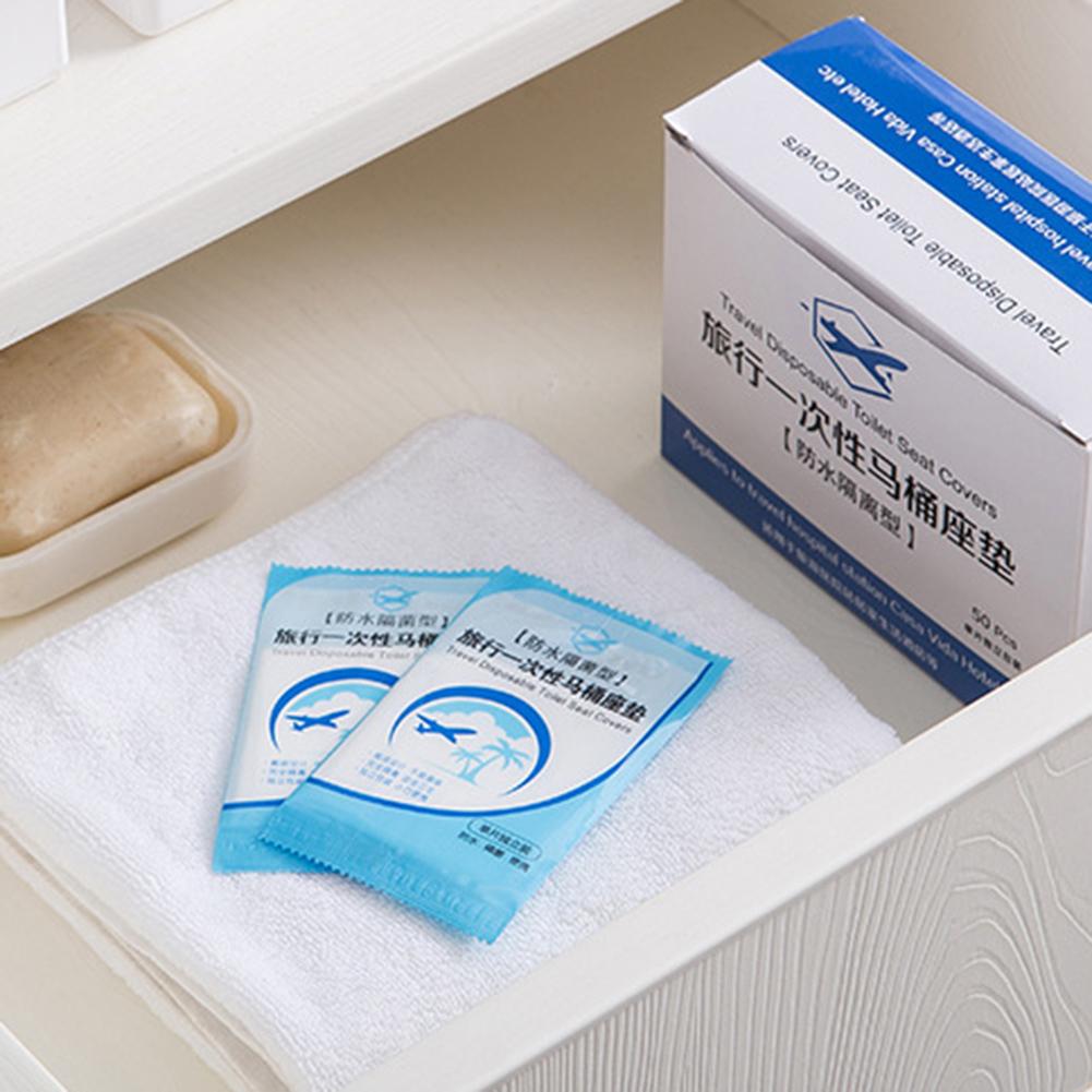 50 Adet Tek Kullanımlık Tuvalet Oturağı Örtüsü Mat Taşınabilir %100 Su Geçirmez Güvenlik Tuvalet Oturağı-Seyahat Banyosu İçin Ped