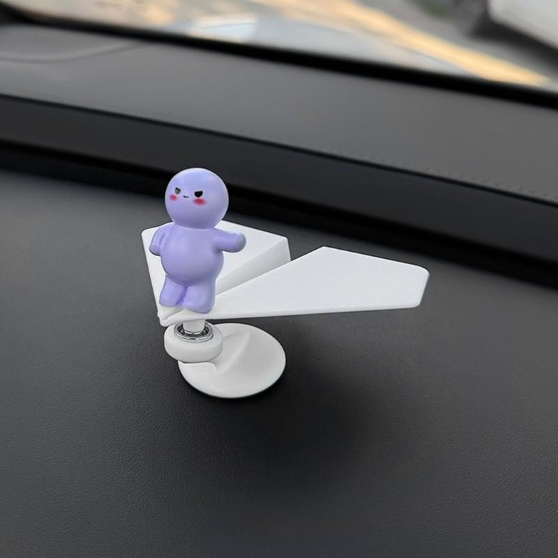Solar Powered Rotating Airplanes Car Accessory Dashboard Decoration ABS Craft with Secure Silicone Mount for Long Travel