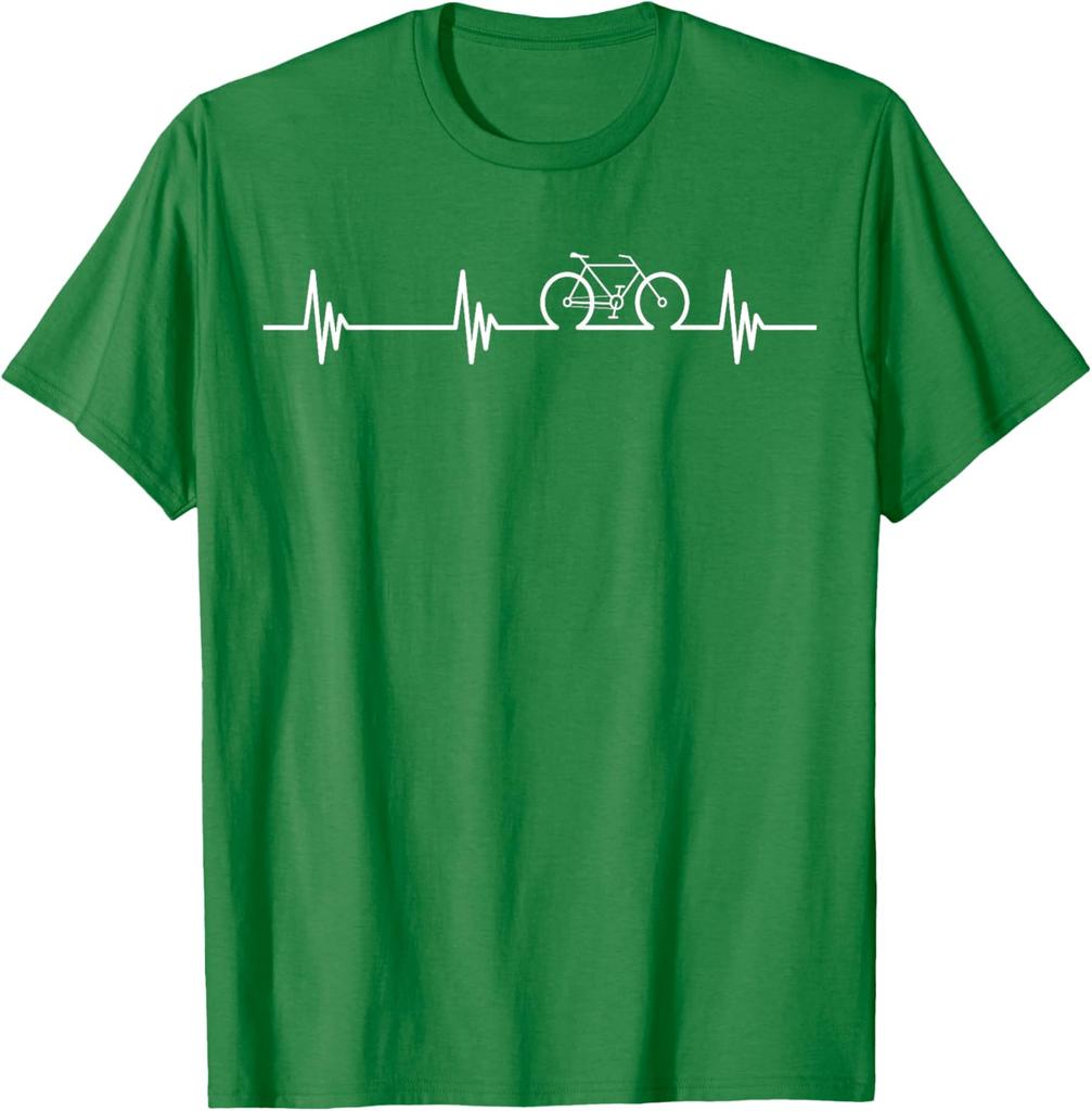Cycling Heartbeat TShirt Bicycle Love Biking Shirt Gifts Graphic Tee Breathable Cotton TShirt For Cyclists