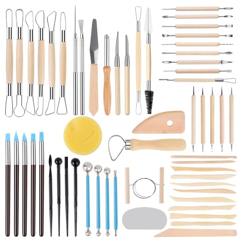 School Projects Pottery Sculpting Tools Set-57PCS For Clay Carving, Art Crafts