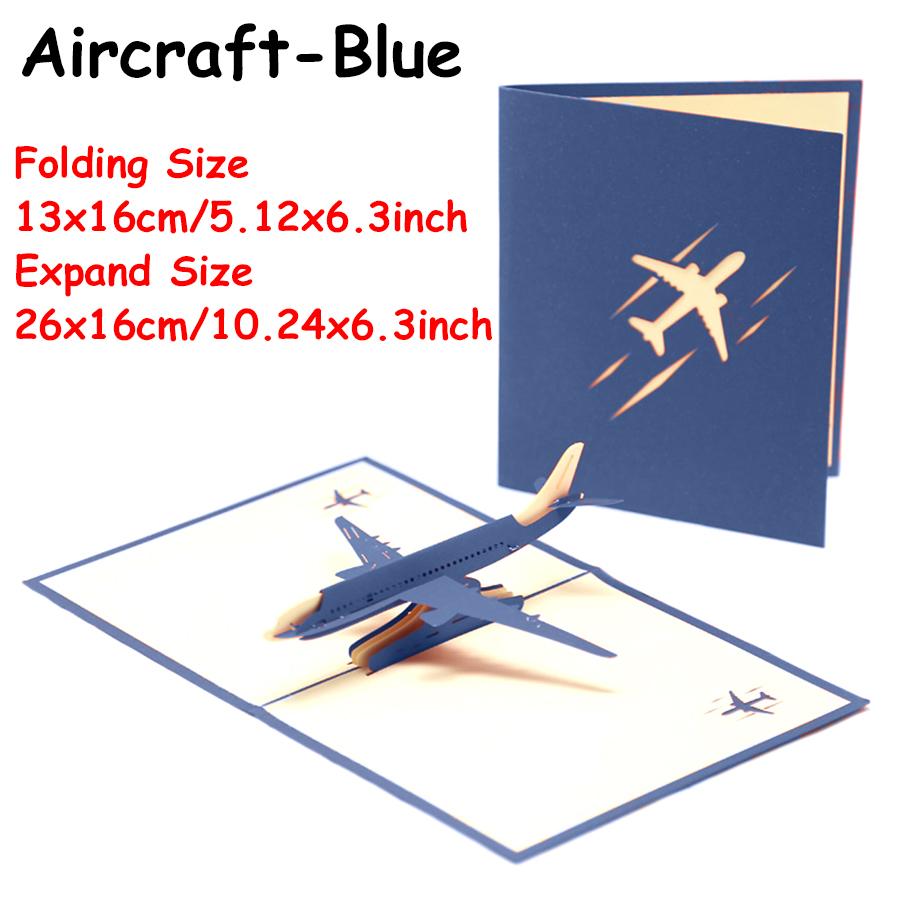 2 Colors Available Foldable Airplane Greeting Card Creative Aviation Enthusiasts Aircraft Helicopter Cultural Greeting Cards