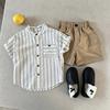 Boys' Summer 2026 Japanese Trendy Striped Short-Sleeved Toddler Shirt.