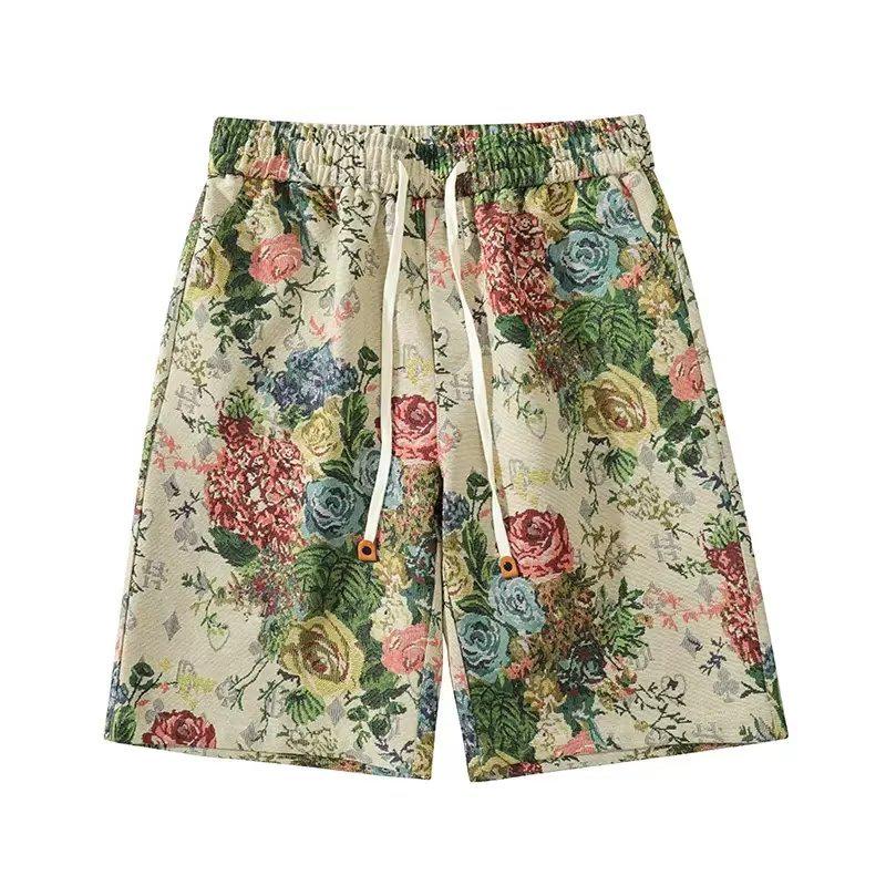 Men's Summer Floral Beach Shorts, American Retro Loose Fit