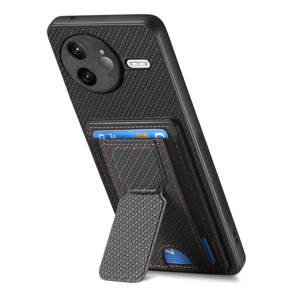 For Xiaomi Poco F7 Ultra 5G/Xiaomi Redmi K80 Pro 5G Case with Card Holder Kickstand Fiber Pattern Leather Back Cover