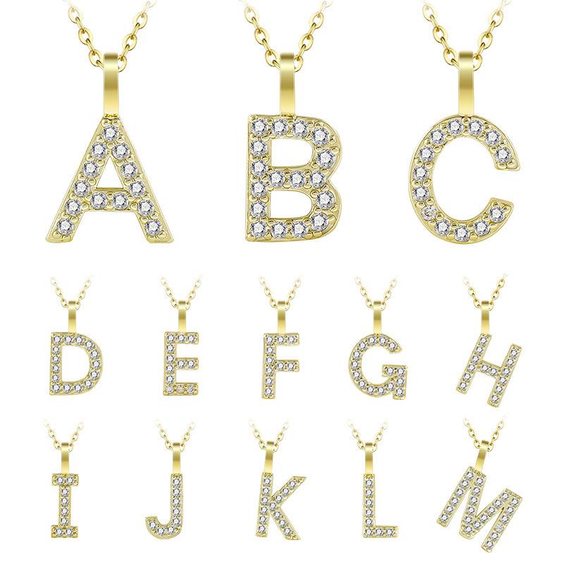 Gold Color Pendant Necklace with Chain for Women - Initial Jewelry Gift