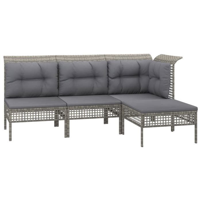 VidaXL Salon de Jardin avec Coussins 4 pcs, Ensemble de Meubles de Terrasse, Mobilier d'Extérieur, Canapé de Patio, Moderne, 3187497
