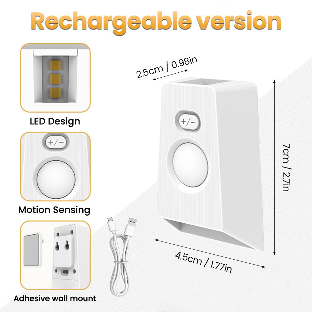 

USB Rechargeable LED Wall Lamp 120° Motion Sensor Night Light 10-15FT Sensing Distance Dimmable Stair Light for Hallway Bedroom