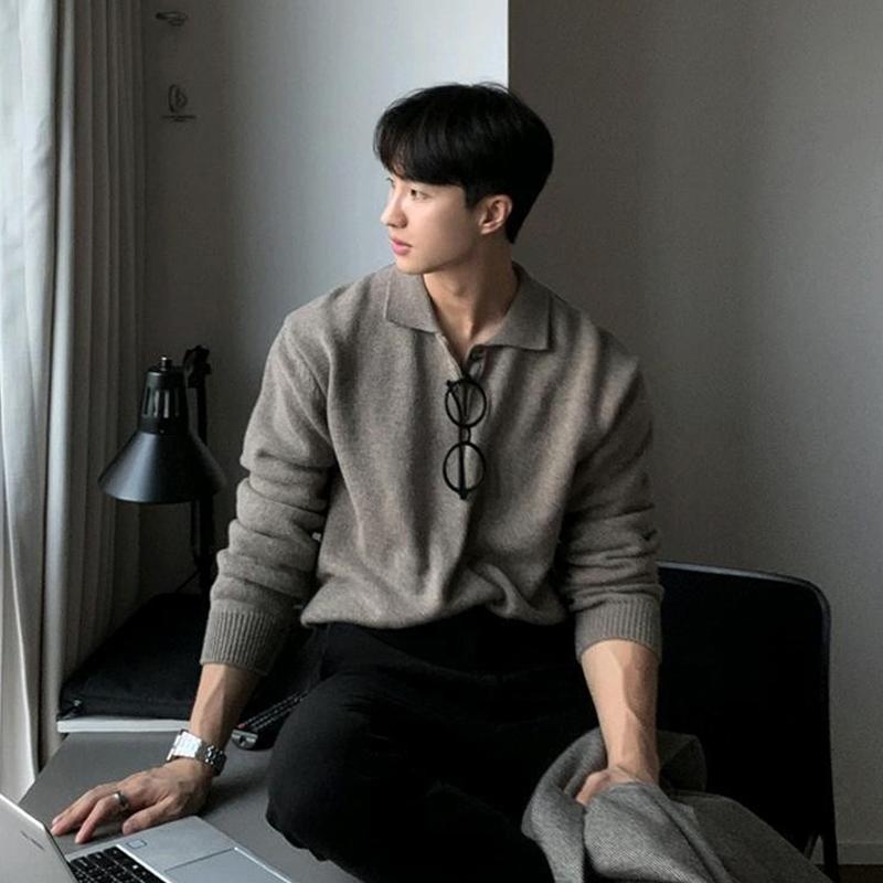 Herren Pullover Rollkragenpullover Leicht Gestrickt Langarm Pullover Lässig Einfarbig Streetwear Freizeit Strickware