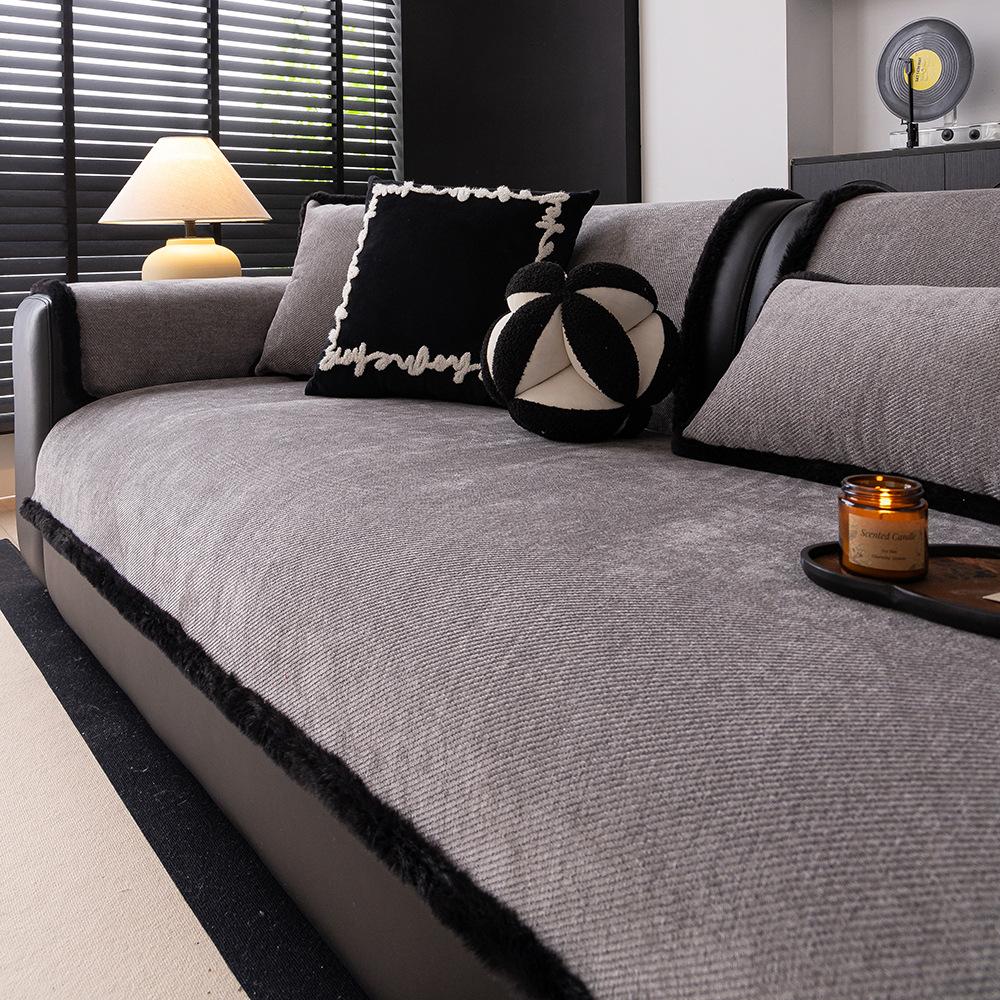 Plush Edge  New Sofa Cushion, Universal In All Seasons, Light Luxury, High-End Sense, Anti-Cat Scratch, Non-Slip Cover, Cloth Towel Cover