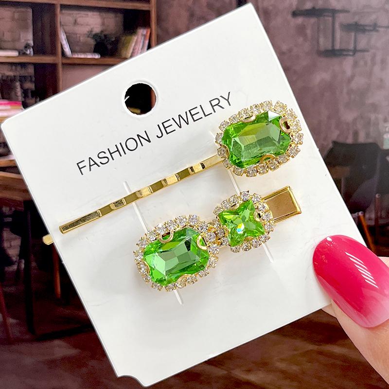 Fashion Shiny Luxury Full Crystal Pearl Women Barrettes Waterdrop Hair Clip Hairgrips Geometric Hair Accessories Korean Headwear