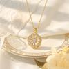 Korean Titanium Steel Necklace with Rotatable Windmill Pendant & Zirconia Pearl Clavicle Chain for Women