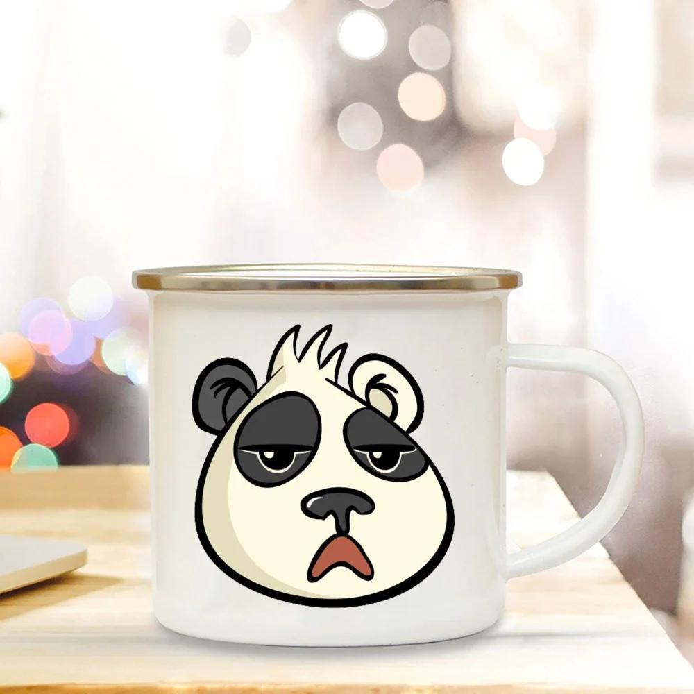 Panda Bear Mug Girlfriend Gift Ideas Cute Coffee Mug Panda Gifts Camper Decor Camping Enamel Mug Birthday Gifts for Friend