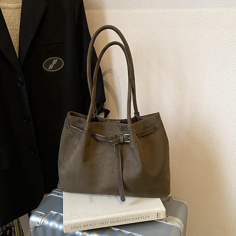 Large Capacity Suede Bag Women's Autumn and Winter 2025 New Versatile Casual Shoulder Bag Student Class Tote Bag