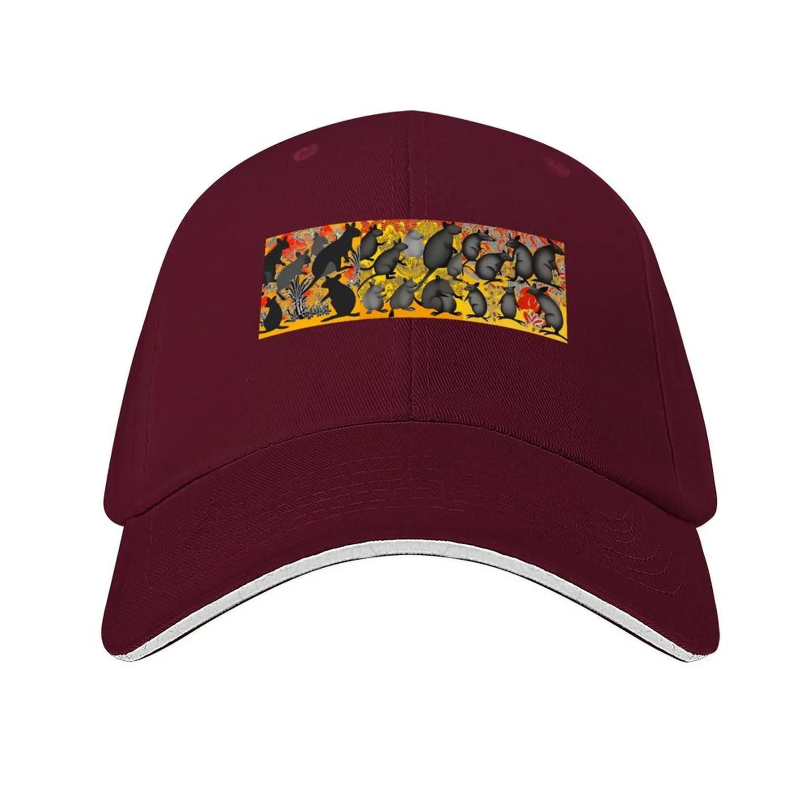 Wallaby art  Baseball Cap Beach fishing hat Snap Back Hat Anime Unisexs Womens