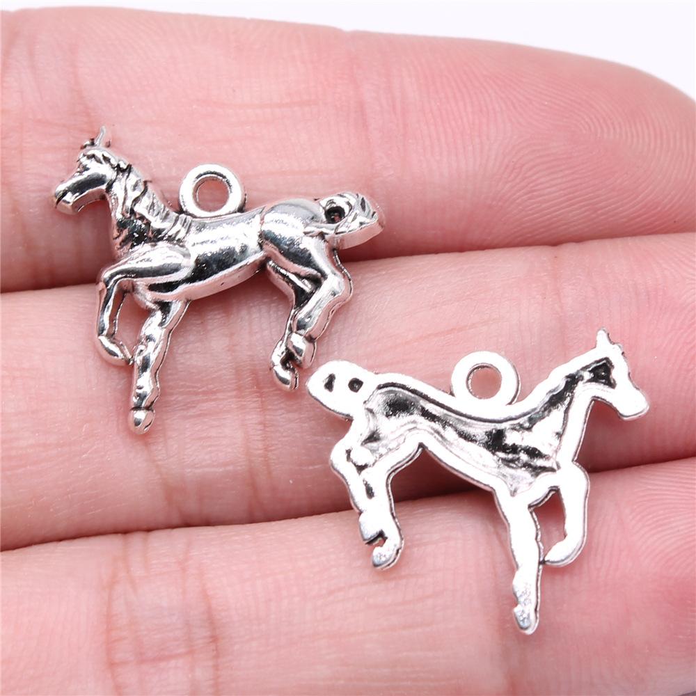 20pcs Running Horse Charms For Jewelry Making Tibetan Bronze Silver Color Pendants Antique Jewelry Making DIY Handmade Craft