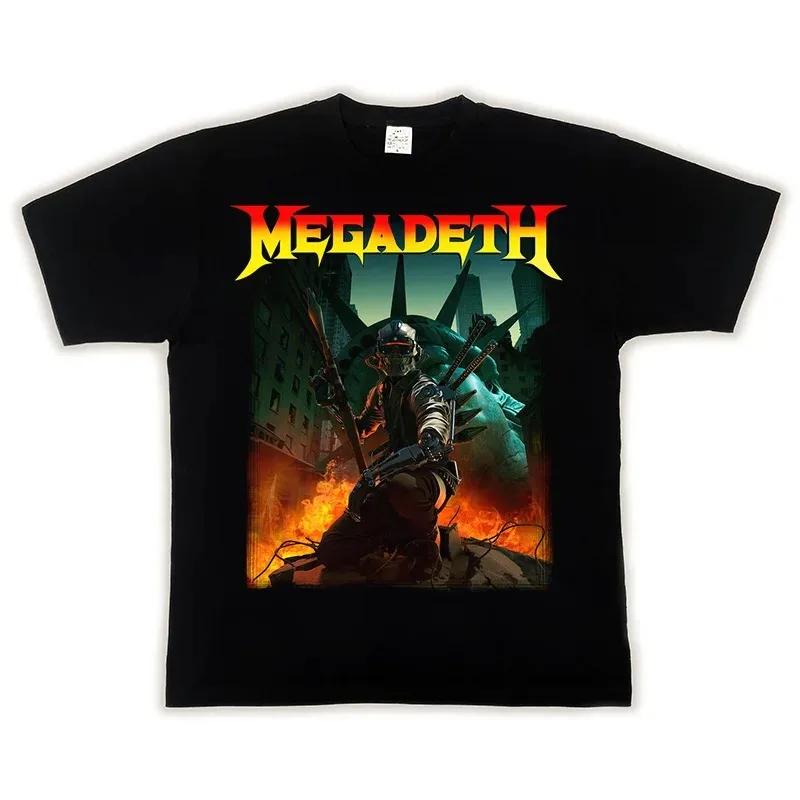 2024 MEGADETH TRIVIUM Popular Pattern Printed European and American Rock High Street T-shirt Cotton Summer Short Sleeved Top