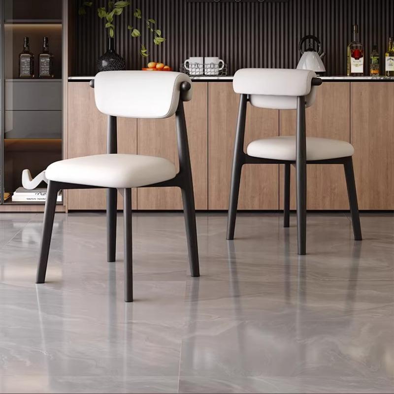 Italian Minimalist Dining Chair, Thickened Double-Layer Backrest Chair, High-Resilience Cushioned Seat with Soft Padding,