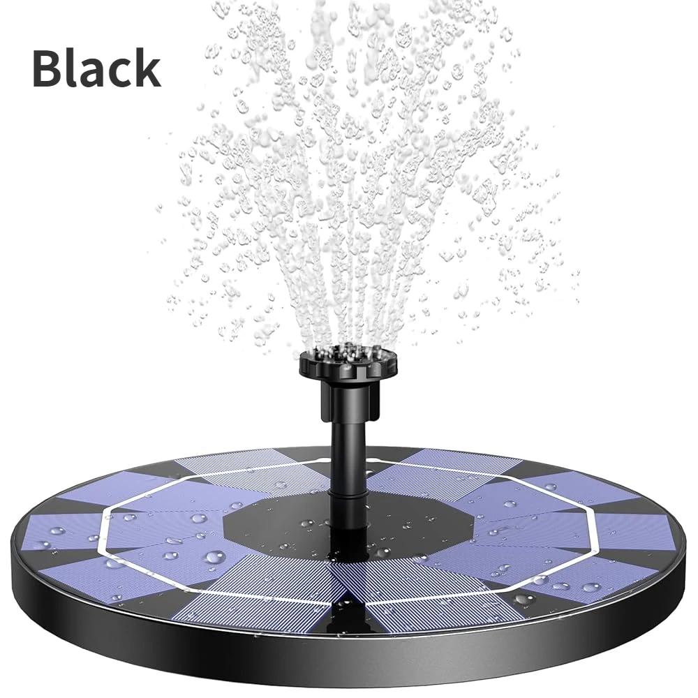 Outdoor Solar Fountain 5V 3W Built-in 1200mAh Battery Fountain with 6 Nozzles DIY Floating Bird Bath Fountain IP65 Waterproof