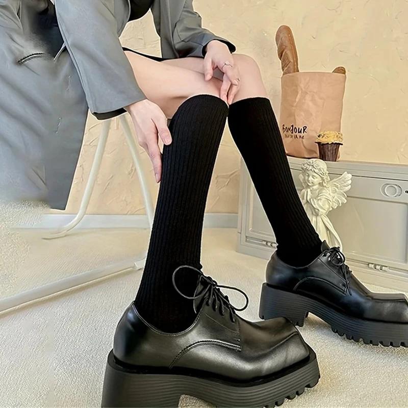 Women Knee Socks White Cotton Stockings Lolita Y2k Long Socks Slim Funny Socks For Girls