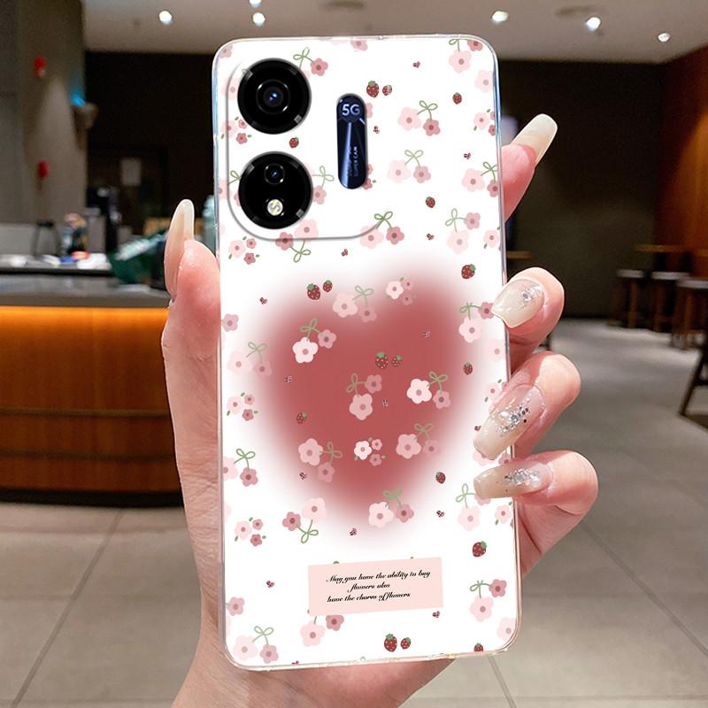Für Itel P55 5G Hülle Ite Power 55 5G Handyhülle Blume Schmetterling Dünne Hüllen P661N P665L Capa Transparent Weiches Silikon TPU Cover