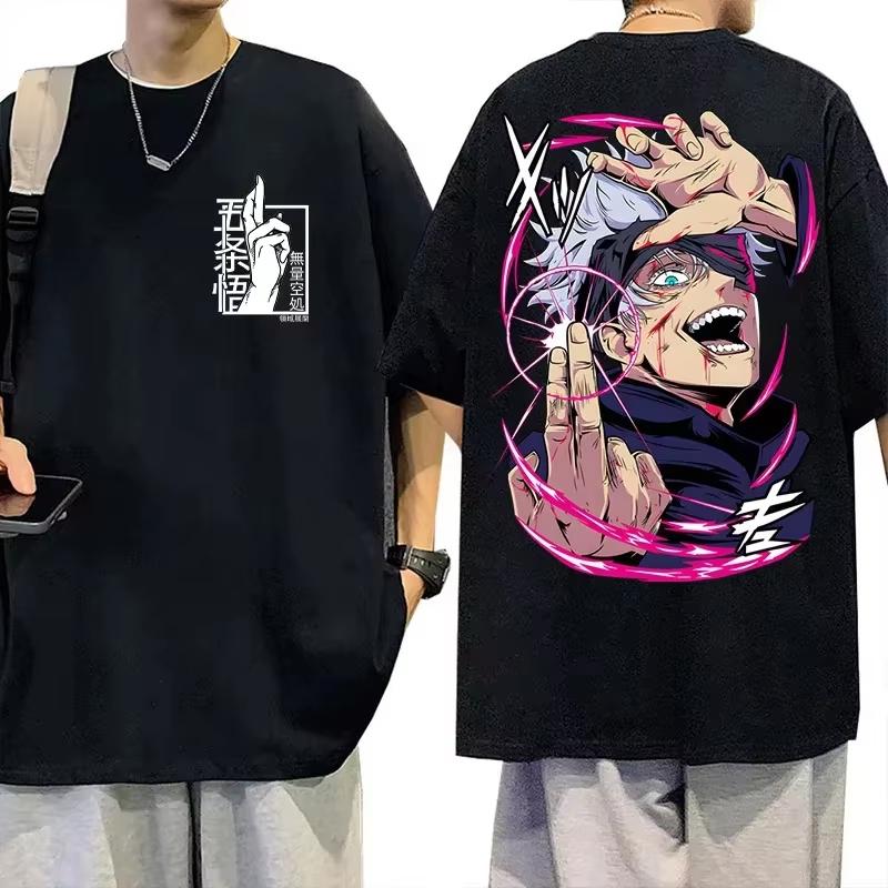 

2026 Japanese Anime Jujutsu Kaisen Gojo Satoru Short Sleeved Round Neck Y2k Tshirt Men Clothing New in Top & Tees Mens T-Shir... S разноцветный