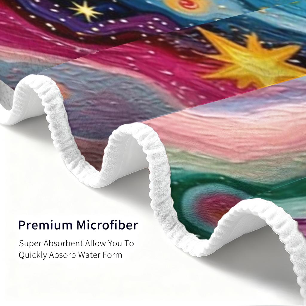 Colorful Swirl Galaxy Beach Towel Single Sided 2D Print Soft Absorbent Microfiber for Beach Pool Summer Trip Celestial Aesthetic