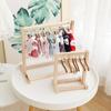 Doll Clothes Rack with Mini Hanger Wooden Girl Doll Garment Display Organizer Rack Dollhouse Clothing Wardrobe Furniture Accessories