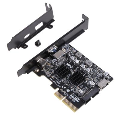 USB 3.2 PCIE Card with Type C Ports 10Gbps PCI-E 3.0 4X To USB 3.2 Gen 2Type 19P/20P Connector D On Card