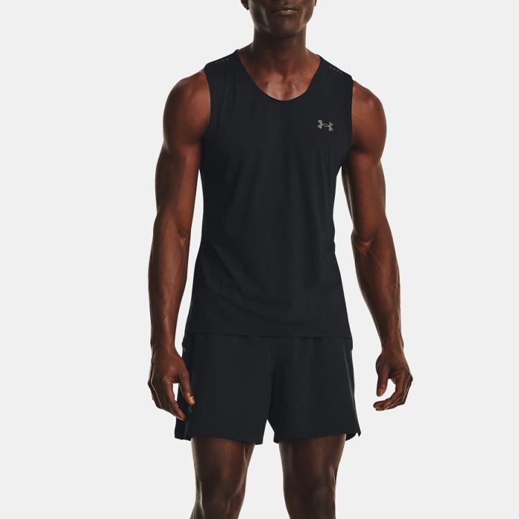 Under Armour Solid Crew Neck Sleeveless Sports Vest Men Tops Black 1376519-001