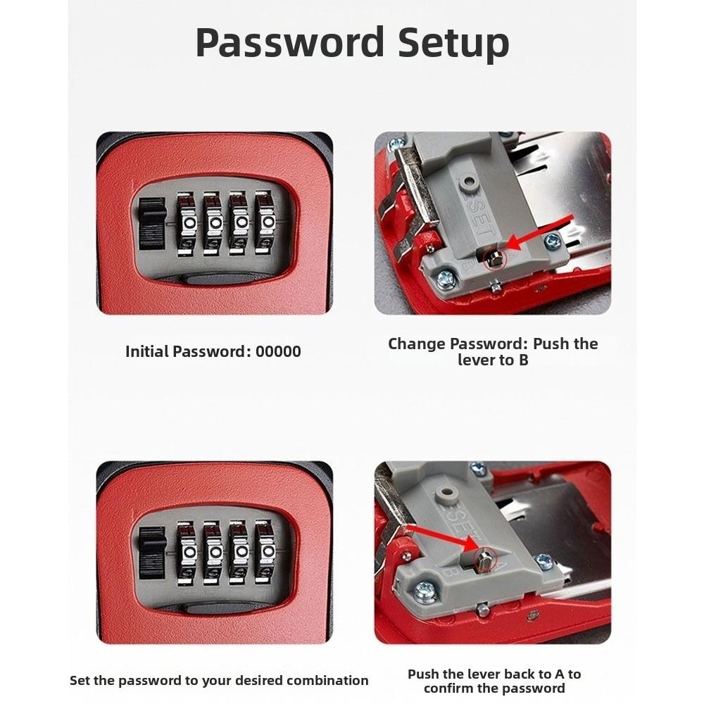 Wall Mounted Key Lock Box Sturdy Combination Lock Box Key Safe Storage  Construction Site