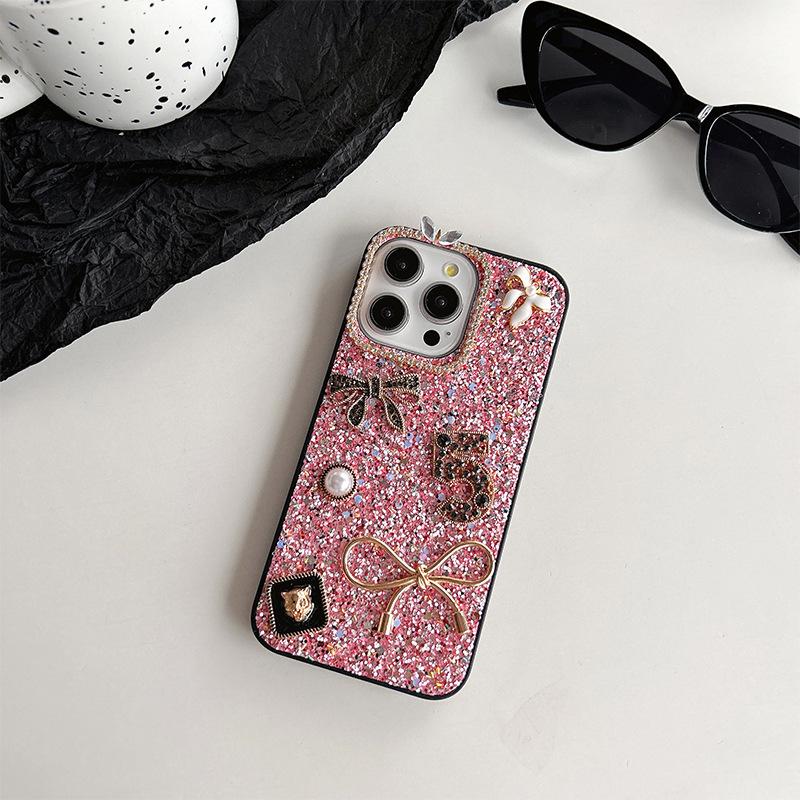 Iphone15Promax Mobile Phone Case Sequin Glitter 13 Premium Sense Rhinestone For Apple 17 Bow Pearl iPhone 7/8/SE 2020