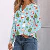 Women's Christmas Print Long Sleeve Shirt Elegant Casual Holiday Top